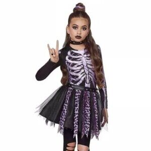 SPIRIT Halloween Dress Girls Medium  Punk Skeleton Witch Costume Dress Only